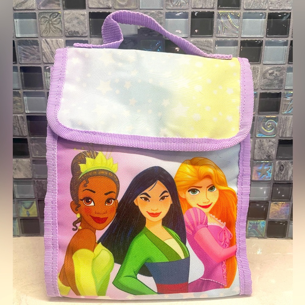 Disney Princess Insulated Lunch Bag Tiana, Mulan, Rapunzel -great used condition